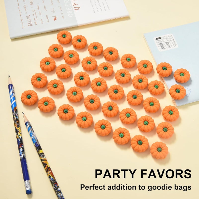 DOMG 40Pcs Halloween Pumpkin Erasers for Kids Bulk, 3D Mini Pumpkin Pencil Erasers Bulk for Classroom Prizes Party Favors Goody Bag Filler Gifts - Image 5